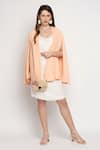 Buy_Monk & Mei_Peach Velvet Embroidered Sequins Dress Cowl Cape Open Arzu Strappy With _at_Aza_Fashions