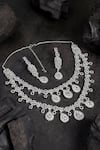Buy_Auraa Trends_White Diamonds, Zari, Stones Zirconia Embellished Necklace Set _at_Aza_Fashions