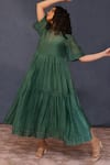 Buy_Chokhi Chorri_Green Cotton Embroidery Round Neck Mona Malai Gathered Dress _at_Aza_Fashions