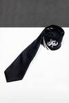 Buy_S&N By Shantnu Nikhil_Black Crest Design Silk Tie_at_Aza_Fashions