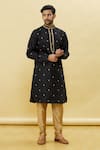 Buy Arihant Rai Sinha Black Silk Embroidery Straight Floral Kurta And Churidar Set at Aza Fashions Buy_Arihant Rai Sinha_Black Silk Embroidery Straight Floral Kurta And Churidar Set_at_Aza_Fashions