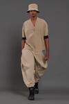 Buy_MATI_Beige 100% Cotton Plain Baggy Pant _at_Aza_Fashions