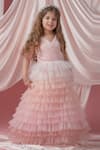 Buy_Darleen Kids Couture_Pink Satin And Net Birthday Gown _at_Aza_Fashions