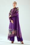 Buy_Rajdeep Ranawat_Purple Silk Printed Floral Band Zeynep Long Tunic _at_Aza_Fashions