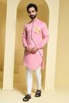 Buy_KUSTOMEYES_Pink Cotton Asymmetric Kurta And Pant Set _at_Aza_Fashions