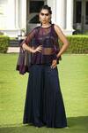 Buy_Shilpi Gupta_Purple Cape Sheer Hand Embroidered And Embellished Sequin Asymmetric Trouser Set _at_Aza_Fashions