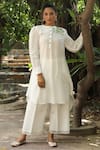 Buy_Desert Shine by Sulochana Jangir_White Handwoven Chanderi Embroidered Bird Resham Round Kurta  _at_Aza_Fashions