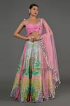 Buy_Payal Singhal_Pink Dupion Silk Embroidered Square Neck Tropical Print Lehenga Set _at_Aza_Fashions