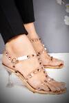 Buy_Kaltheos_Pink Embellished Cube Stud Square Toe Heels _at_Aza_Fashions