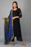 Buy_Devyani Mehrotra_Black Viscose Muslin Round Straight Kurta Set With Egyptian Print Dupatta _at_Aza_Fashions