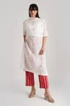 Buy_Indigo Dreams_Ivory Handwoven Jamdani (100% Cotton) Evana Trouser Set  _at_Aza_Fashions