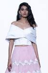 Shop_Shriya Som_White Taffeta One Shoulder Butterfly Draped Crop Top  _Online_at_Aza_Fashions