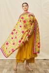 Buy_Naintara Bajaj_Beige Silk Embroidery Rose Pattern Phulkari Dupatta_at_Aza_Fashions