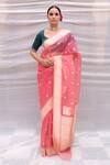 Buy_Priyanka Raajiv_Pink Organza Silk Paisley Pattern Aisaa Brocade Saree _at_Aza_Fashions