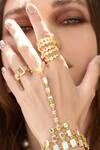 Buy_Isharya_Gold Plated Crystals Cz Embellished Multi Layered Ring_at_Aza_Fashions