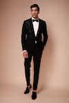 Buy_Tisa - Men_Black Tuxedo And Trousers- Viscose Polyester Shawl Lapel Collar Set _at_Aza_Fashions