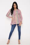 Buy Bha Sha Multi Color Modal, Satin Collared Galaxy Chevron Print Tunic at Aza Fashions Buy_Bha Sha_Multi Color Modal, Satin Collared Galaxy Chevron Print Tunic _at_Aza_Fashions