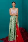 Buy_Latha Puttanna_Pink Silk Embroidered Pearl V Neck Sleeveless Blouse  _at_Aza_Fashions