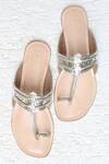 Buy_Sandalwali_Silver Leather Lexie Braided Metallic Kolhapuri Sandals_at_Aza_Fashions