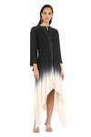 Buy_Rohit Gandhi + Rahul Khanna_Black Silk Georgette Embellished Sequin Round Ombre Yoke Dress _at_Aza_Fashions
