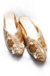 Buy_Foot Fuel_Gold Embroidery Rohu Mule Heels _at_Aza_Fashions