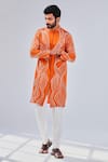 Buy_Shreyansh Designs_Orange Cotton Silk Embroidery Waves Ornate Kurta  _at_Aza_Fashions