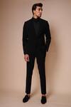 Buy_Tisa - Men_Black Tuxedo And Trousers- Viscose Polyester Embroidery Sleeve Set _at_Aza_Fashions