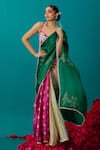 Buy_Latha Puttanna_Pink Pearl Colorblock Embroidered Saree _at_Aza_Fashions