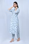 Buy_Khwaab by Sanjana Lakhani_Blue Kurta Rayon Print Flower Stand Collar Bloom With Pant _at_Aza_Fashions