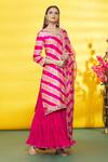 Buy_Surbhi Shah_Pink Silk, Organza Embroidery Leheriya Pattern Embellished Kurta Sharara Set _at_Aza_Fashions