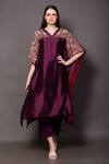 Buy Vara By Vibha N Priti Purple Silk, Chanderi Embroidery, Beads V-neck Kaftan And Pant Set at Aza Fashions Buy_Vara By Vibha N Priti_Purple Silk, Chanderi Embroidery, Beads V-neck Kaftan And Pant Set _at_Aza_Fashions