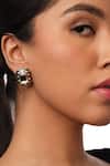 Shop_Isharya_Black Crystals Blaze Enamelled Stud Earrings _at_Aza_Fashions