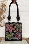 Buy_Kainiche by Mehak_Black Embellished Floral Rhinestone Bag _at_Aza_Fashions