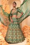 Buy_Adi By Aditya Khandelwl_Green Crepe, Organza Diamonds, Sequins Applique Embroidered Bridal Lehenga Set _at_Aza_Fashions