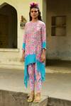 Buy_Swati Vijaivargie_Pink Silk Round Neck Nalini Asymmetric Tunic And Dhoti Pant Set _at_Aza_Fashions