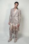 Buy_Rohit Gandhi + Rahul Khanna_Beige Silk Velvet Embroidery Beads Basilica Tuxedo _at_Aza_Fashions