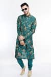 Buy_Samant Chauhan_Green Cotton Silk Printed Florette Bundi And Kurta Set_at_Aza_Fashions