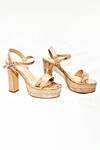 Buy_Foot Fuel_Beige Suede Vork Abstract Print Block Heels_at_Aza_Fashions