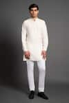 Buy_Raghavendra Rathore Jodhpur_Off White Silk Embroidered Thread Kurta _at_Aza_Fashions