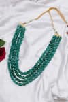 Buy_Ruby Raang_Green Faux Stones Handcrafted Layered Necklace _at_Aza_Fashions