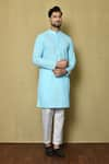 Buy_Aryavir Malhotra_Blue Silk Blend Embroidery Chikankari Hexagon Kurta And Pant Set _at_Aza_Fashions