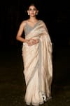 Buy_MATSYA_Beige Silk And Tissue Embroidery The Timeless Aurum Saree With Blouse  _at_Aza_Fashions