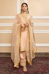 Buy_Sheetal Batra_Pink Dupatta  Organza, Kurta  Pure Chanderi, Salwar Embroidered Set_at_Aza_Fashions