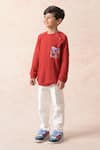 Buy_Thetaa_Red Cotton Textured Stripe Sweatshirt _at_Aza_Fashions