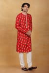 Buy_Masaba_Red Raw Silk Printed Cotton Candy Kurta _at_Aza_Fashions