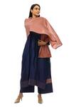 Buy Khat Blue Chanderi Embroidery Split V-neck Neckline Dress Pant Co-ord Set at Aza Fashions Buy_Khat_Blue Chanderi Embroidery Split V-neck Neckline Dress Pant Co-ord Set _at_Aza_Fashions