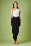 Buy_Aakaar_Black Moss Crepe Plain Draped Maxi Skirt _at_Aza_Fashions