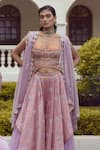 Buy_Moledro_Purple Sharara Organza Satin And Butterfly Net Printed & Embroidered Zaina Set _at_Aza_Fashions