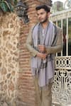 Buy_DUSALA_Grey Embroidered Handwoven Cashmere Fine Wool Aari Work Stole _at_Aza_Fashions