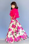 Buy_Pinkcow designs pvt ltd_Pink Silk, Chiffon Ruffles Floral Print Kalidar Lehenga Set _at_Aza_Fashions